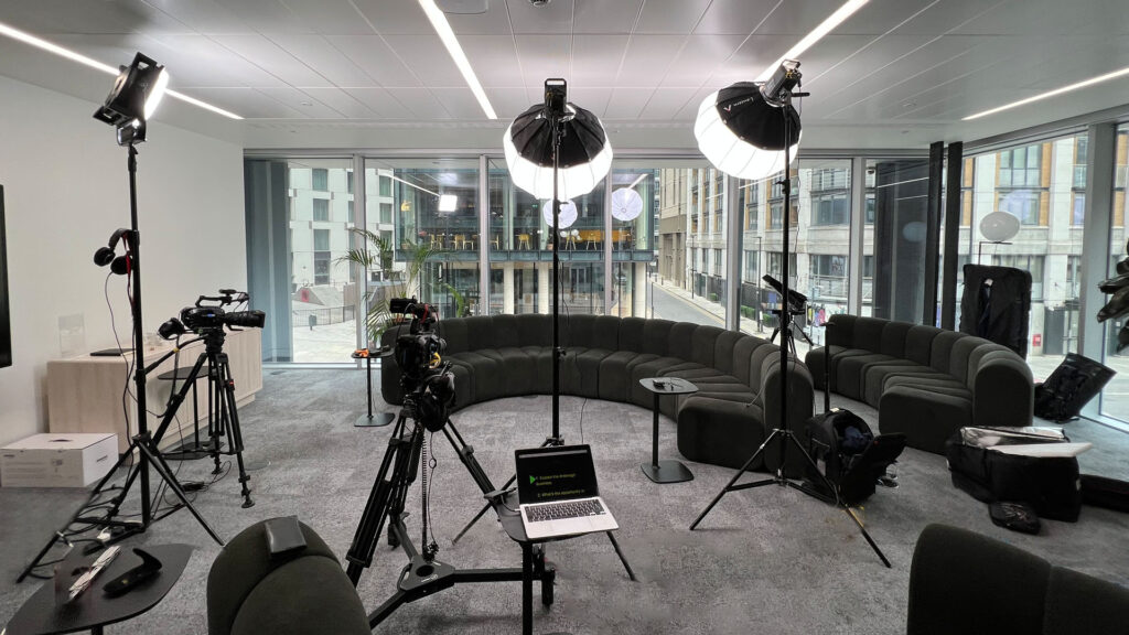 Office filming with camera equipment